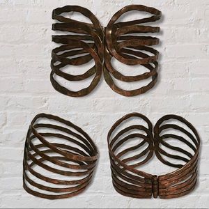VINTAGE 50s Hammered Copper Rhythm Cuff Hinged Bracelet